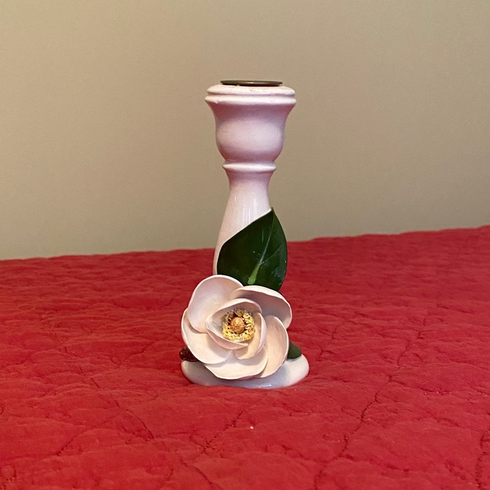 Elegant White Magnolia Candle Holder
